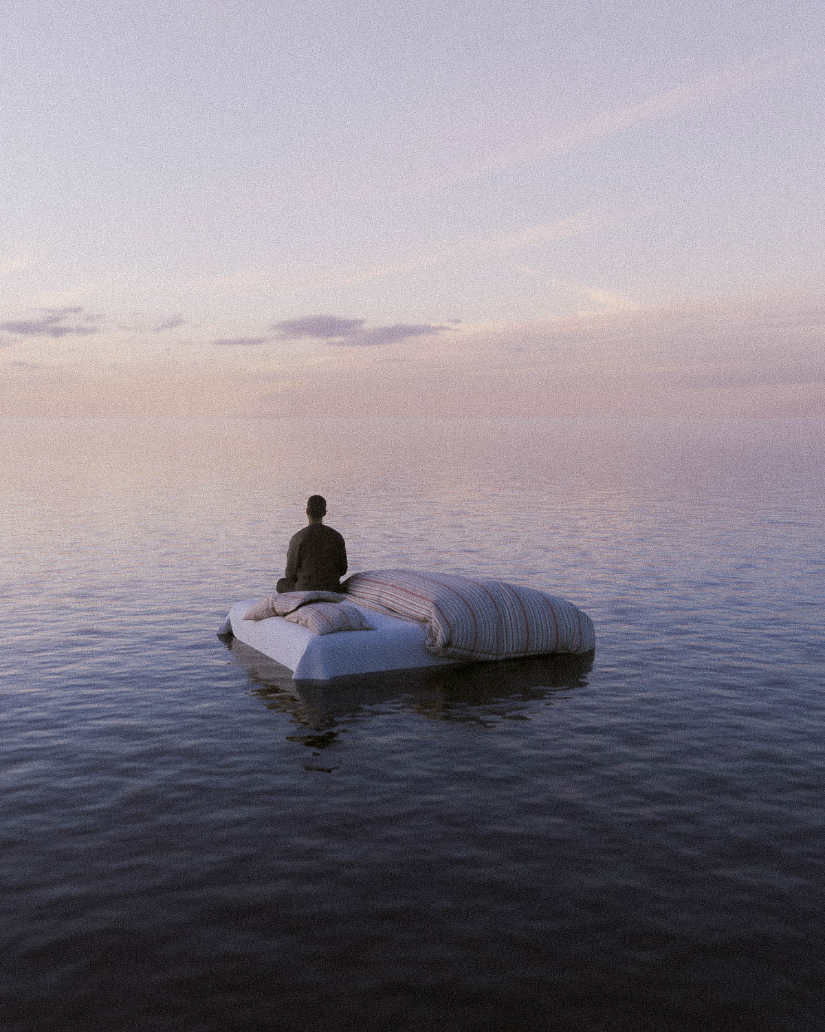 Floating bed on ocean