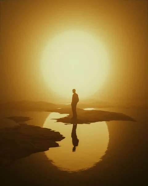Silhouette im goldenen Licht